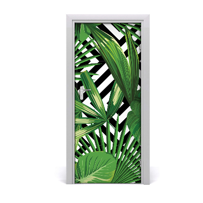 Papel de parede em porta Folhas tropicais