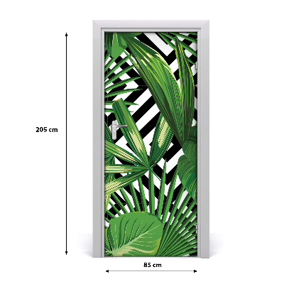 Papel de parede em porta Folhas tropicais
