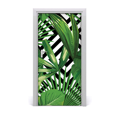 Papel de parede em porta Folhas tropicais