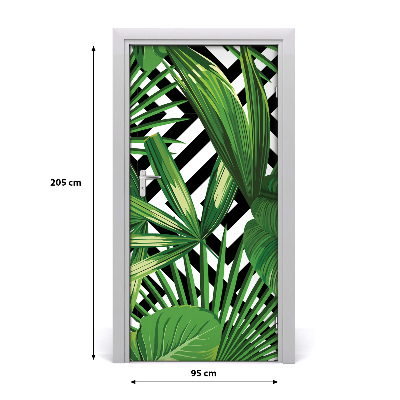 Papel de parede em porta Folhas tropicais