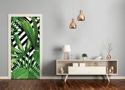 Papel de parede em porta Folhas tropicais