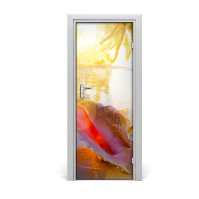 Papel de parede em porta Uma concha na praia