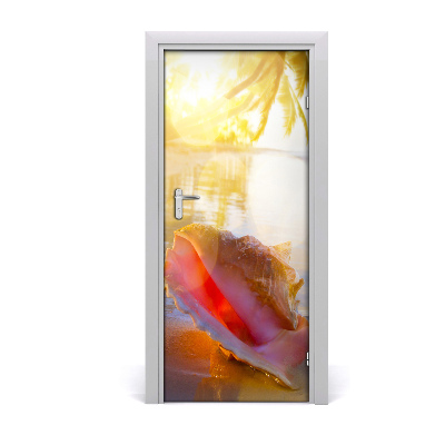 Papel de parede em porta Uma concha na praia