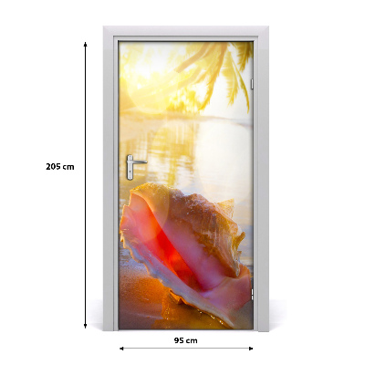 Papel de parede em porta Uma concha na praia