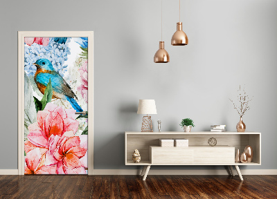 Autocolante para porta Flores e pássaros