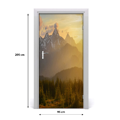 Autocolante para porta Pôr do sol na montanha