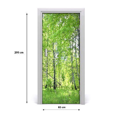 Adesivo em porta Floresta de bétulas