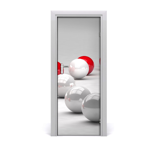 Adesivo em porta Bolas vermelhas e brancas