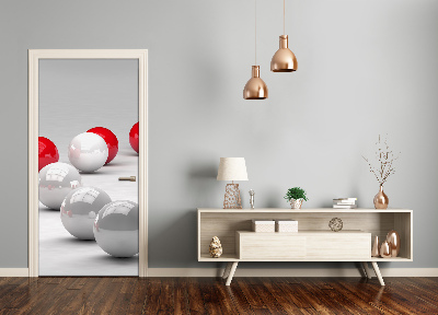 Adesivo em porta Bolas vermelhas e brancas