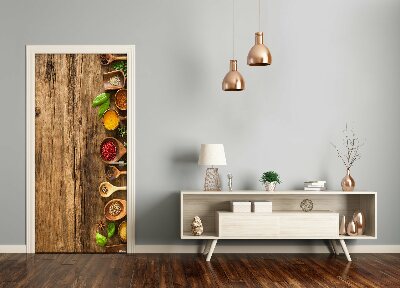 Papel de parede em porta Especiarias coloridas