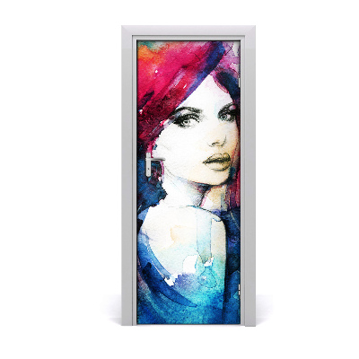 Adesivo em porta Mulher abstrata