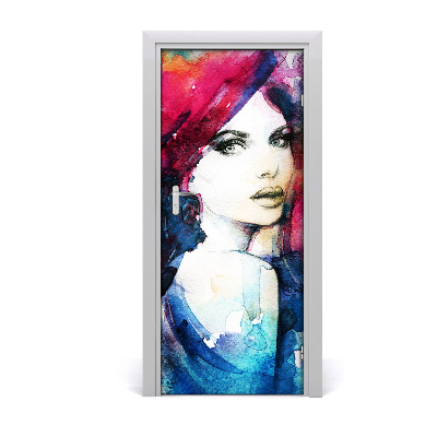 Adesivo em porta Mulher abstrata