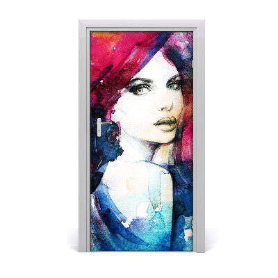 Adesivo em porta Mulher abstrata