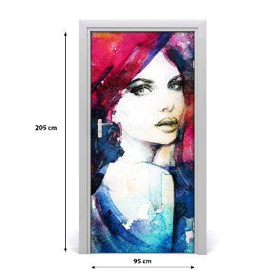 Adesivo em porta Mulher abstrata