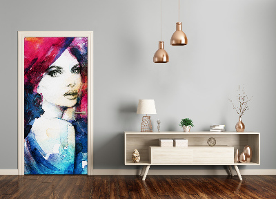 Adesivo em porta Mulher abstrata