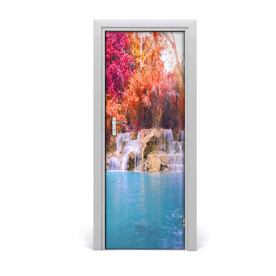 Autocolante para porta Cachoeira na floresta