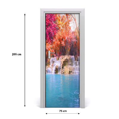 Autocolante para porta Cachoeira na floresta