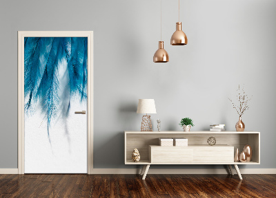 Adesivo em porta Penas azuis