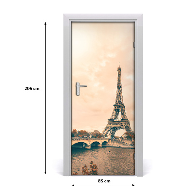 Papel de parede em porta Torre Eiffel