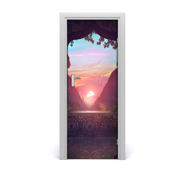 Autocolante para porta Arquitetura oriental