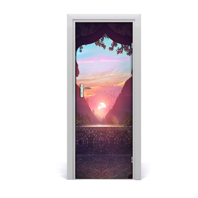 Autocolante para porta Arquitetura oriental