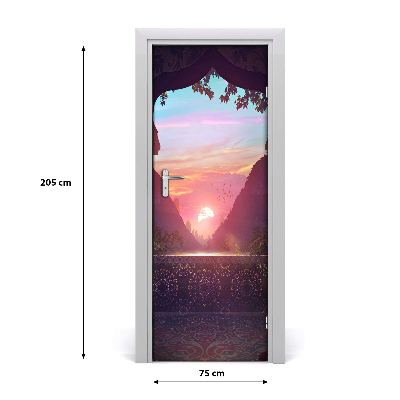 Autocolante para porta Arquitetura oriental