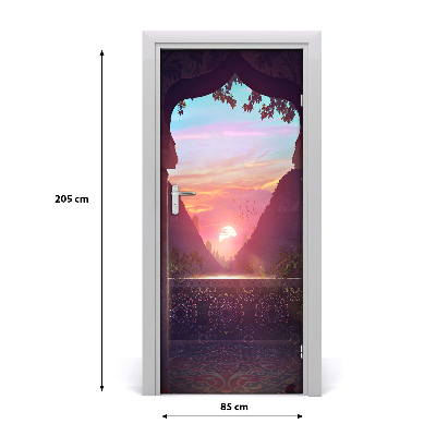 Autocolante para porta Arquitetura oriental