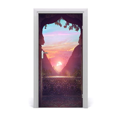 Autocolante para porta Arquitetura oriental