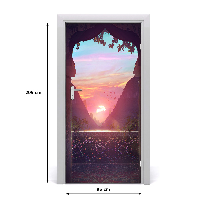 Autocolante para porta Arquitetura oriental