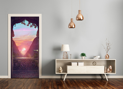 Autocolante para porta Arquitetura oriental