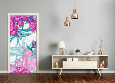 Autocolante para porta Peônias