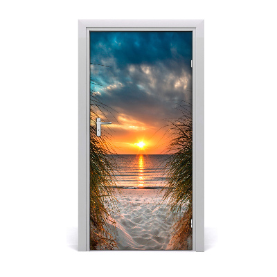 Autocolante para porta Pôr do sol no mar