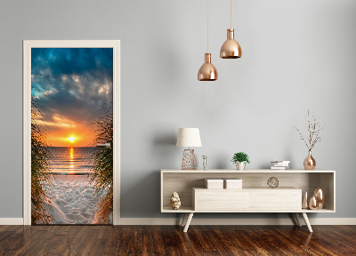 Autocolante para porta Pôr do sol no mar