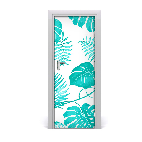 Papel de parede em porta Folhas tropicais