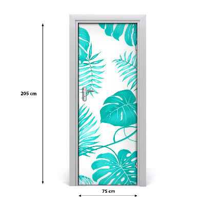 Papel de parede em porta Folhas tropicais