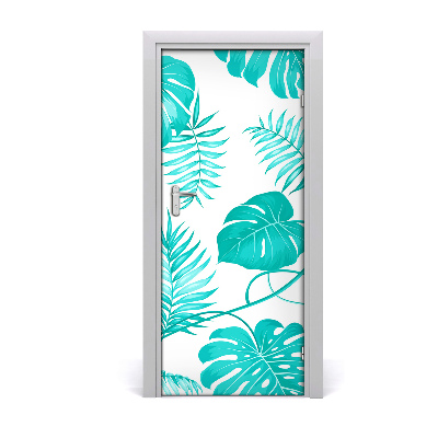 Papel de parede em porta Folhas tropicais