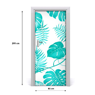 Papel de parede em porta Folhas tropicais