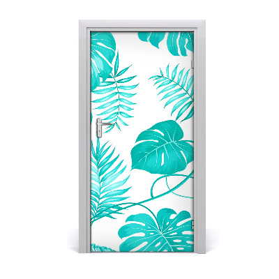 Papel de parede em porta Folhas tropicais