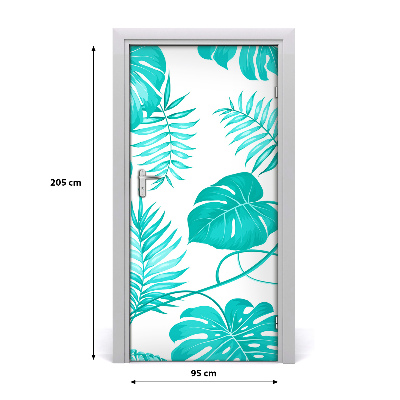 Papel de parede em porta Folhas tropicais