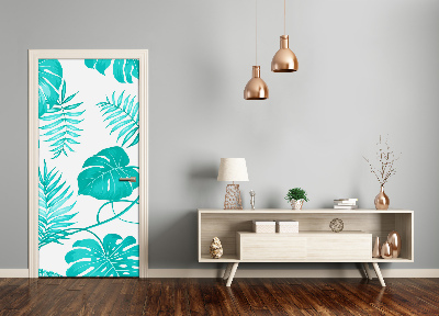 Papel de parede em porta Folhas tropicais