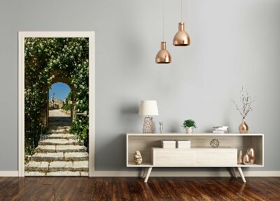 Papel de parede em porta Arco floral