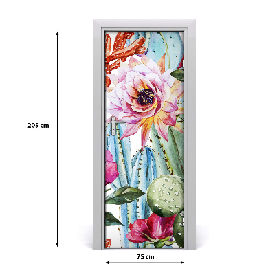 Autocolante para porta Cactos