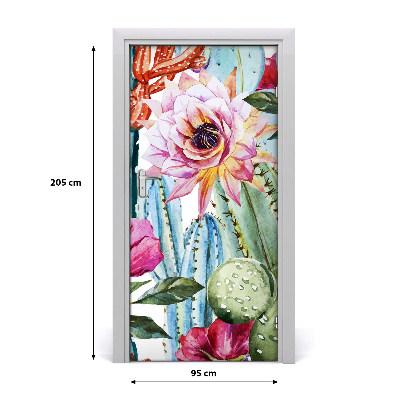 Autocolante para porta Cactos