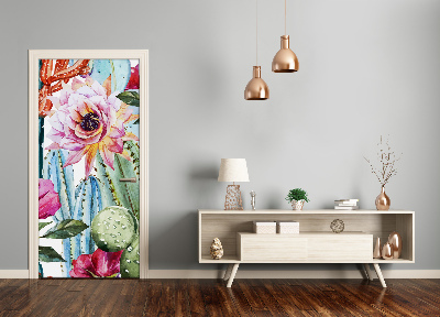 Autocolante para porta Cactos