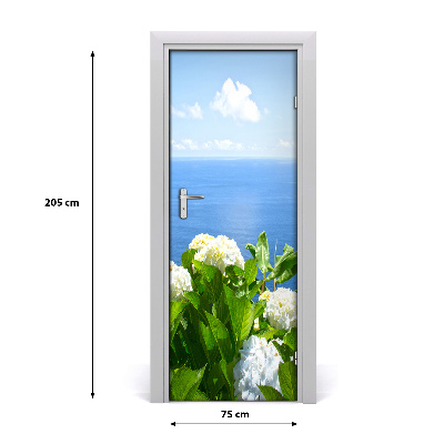 Papel de parede em porta Hortênsia do mar