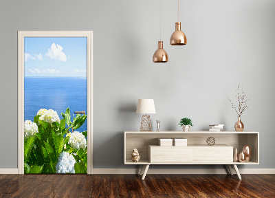 Papel de parede em porta Hortênsia do mar