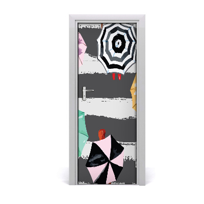 Autocolante para porta Guarda-chuvas coloridos