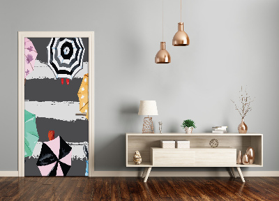 Autocolante para porta Guarda-chuvas coloridos