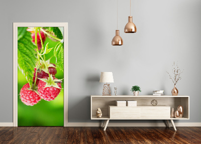 Papel de parede em porta Framboesas no arbusto