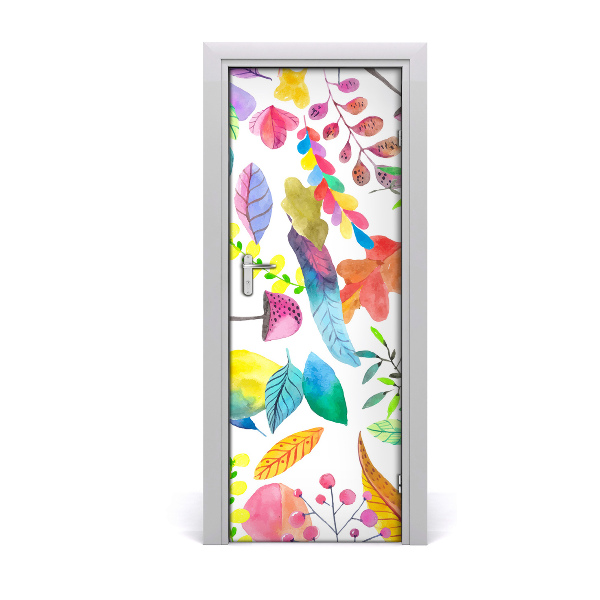 Papel de parede em porta Folhas e cogumelos